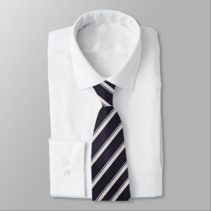 Classic Navy & Silver Diagonal Striped Tie