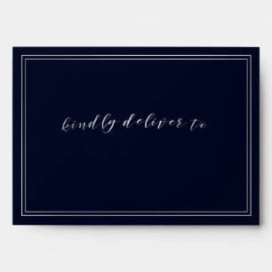 Classic Navy Silver Wedding Envelopes