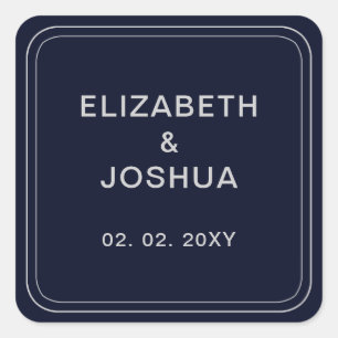 Classic Navy Silver Wedding Square Sticker