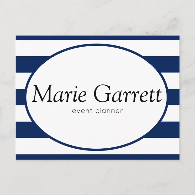 Classic Navy Stripes Marketing Holiday Postcard (Front)