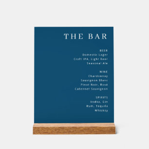 Classic Navy Text Menu Design Acrylic Sign