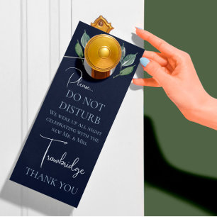 Classic Navy & Watercolor Greenery Wedding Night Door Hanger
