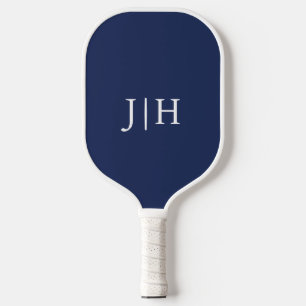 Classic Navy/White Simple Monogram Minimalist Pickleball Paddle