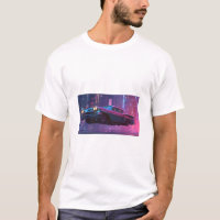 Classic Neon Noir Car in a Futuristic Night