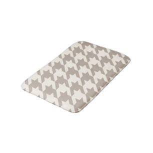 Classic Neutral Ivory Taupe Houndstooth Pattern Bath Mat