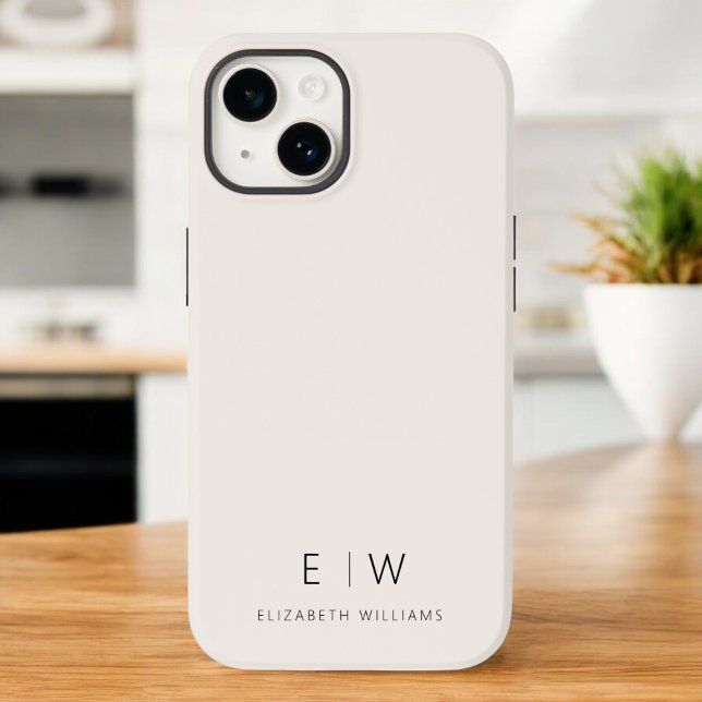 Classic Neutral Modern Minimalist Monogram Name Case-Mate iPhone Case (Creator Uploaded)