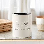 Classic Neutral Modern Minimalist Monogram Name Two-Tone Coffee Mug<br><div class="desc">Elevate your morning routine with our Neutral Modern Minimalist Monogram Name Coffee Mug. This sleek and stylish mug brings a touch of contemporary elegance to your daily coffee ritual. Crafted with quality in mind, it features a minimalist design in classic black and white, making it a versatile addition to your...</div>