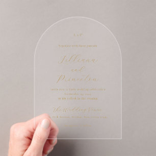 Classic Neutral Monogram Elegant Wedding Acrylic Invitations