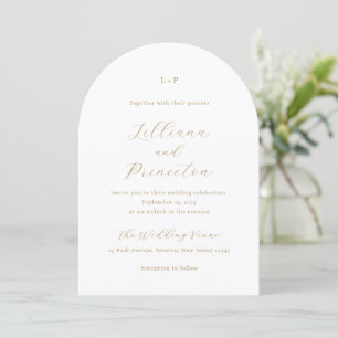 Classic Neutral Monogram Elegant Wedding Invitation