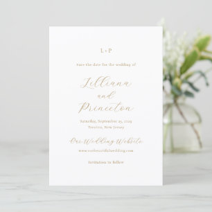 Classic Neutral Monogram Elegant Wedding Save The Date