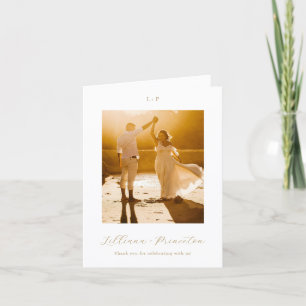 Classic Neutral Monogram Elegant Wedding Thank You Card