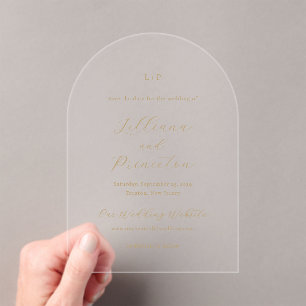 Classic Neutral Monogram Wedding Save the Date Acrylic Invitations