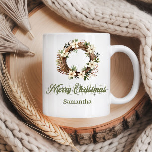Classic neutral Nordic palette custom name Xmas Coffee Mug