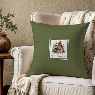 Classic neutral tones family name Christmas gift  Cushion