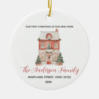 Classic New Home First Christmas Custom Family Ceramic Tree Decoration
