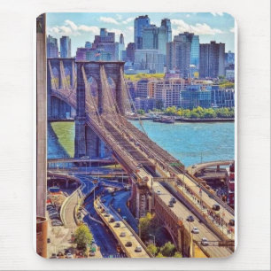 Classic New York City Brooklyn Bridge Skyline Mouse Mat