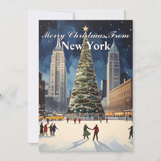 Classic New York City Christmas Tree  Holiday Card (Front)