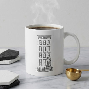 Classic New York Stoop Apartment Drawing Coffee Mug