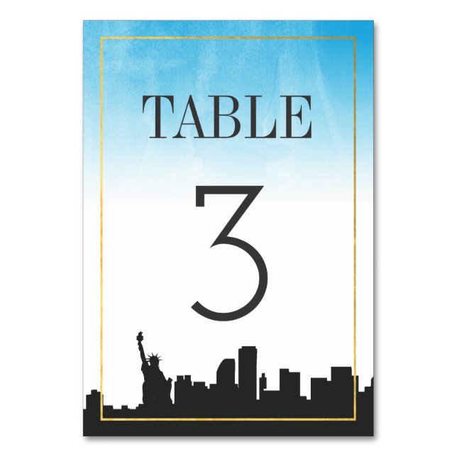 Classic New York Wedding Table Number (Front)