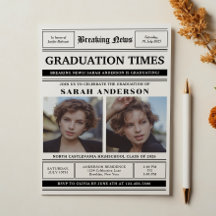 Classic Newspaper Style 2 Photo Graduation Party