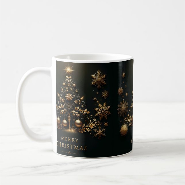 Classic Noel Black & Gold Christmas Mug (Left)