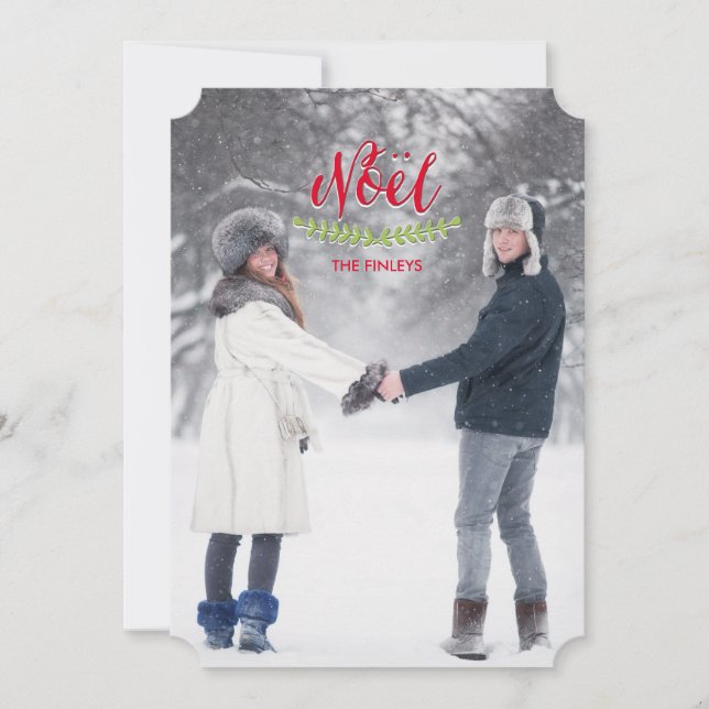 Classic Noel Christmas Photo Cards (Front)