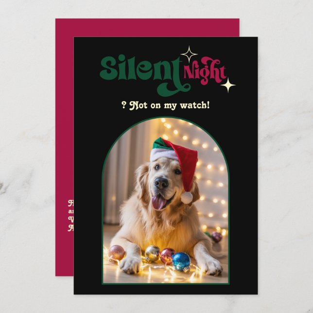 Classic Noel Funny Retro Pet Dog Christmas Photo Holiday Card (Front/Back)
