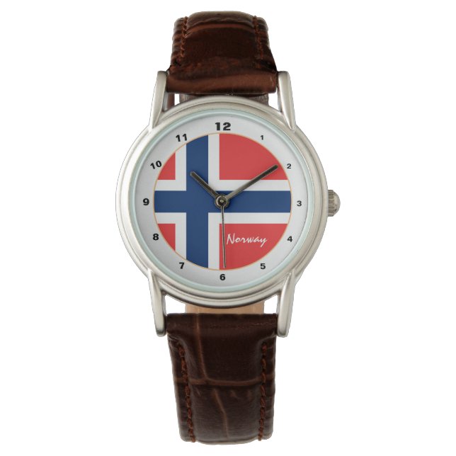 Classic Norwegian Flag & Norway fashion /design Watch (Front)