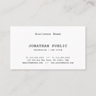 Classic Nostalgic Look Elite Minimalistic Plain Business Card