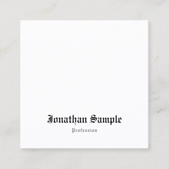Classic Nostalgic Look Old English Text Elegant Square Business Card (Front)