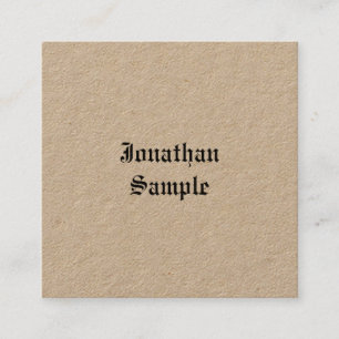 Classic Nostalgy Vintage Template Real Kraft Paper Square Business Card