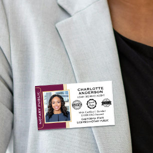 Classic Notary Public Loan Signing Agent Plum Name Tag