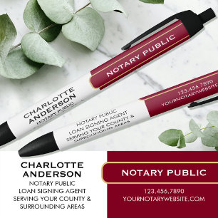 Classic Notary Public Promotional Gift Burgundy Black Ink Pen