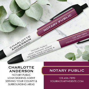 Classic Notary Public Promotional Gift Plum Gold Black Ink Pen