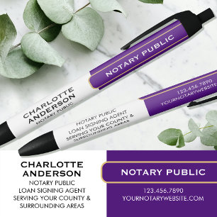 Classic Notary Public Promotional Gift Purple Gold Black Ink Pen