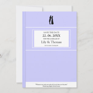 Classic Novel Book cover inspired  Wedding Save The Date