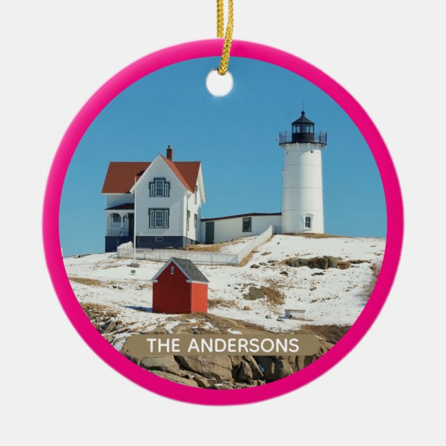 Classic Nubble Lighthouse Ceramic Tree Decoration (Front)