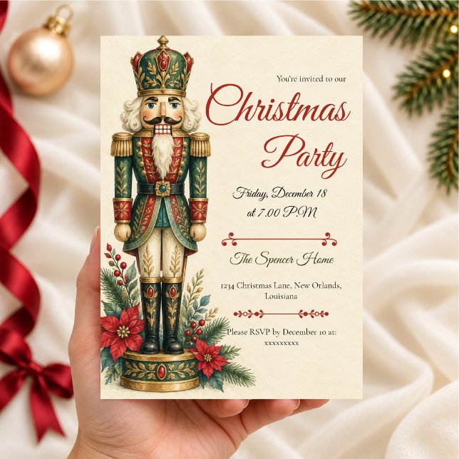 Classic Nutcracker Christmas Party Invitation (Creator Uploaded)