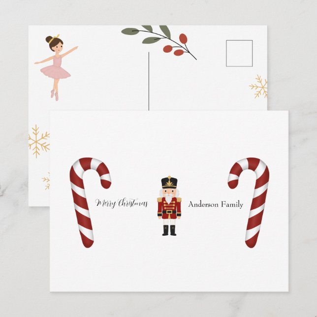 Classic Nutcracker Christmas Postcard (Front/Back)