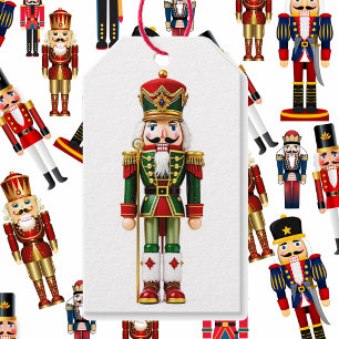 Classic Nutcracker In Red Green Personalize Name Gift Tags