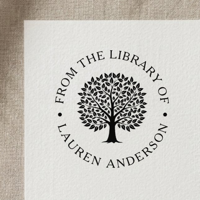 Classic Oak Tree from the Library of Bookplate Self-inking Stamp (Creator Uploaded)