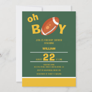 Classic Oh Boy Retro Football Baby Shower Invitation
