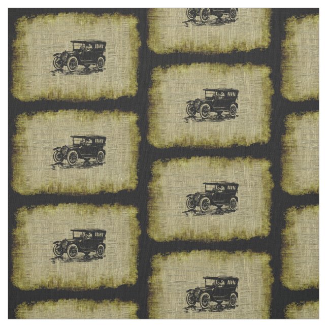 Classic Old Car in Vintage Pattern Fabric (Swatch)