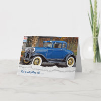 Classic old car with dog