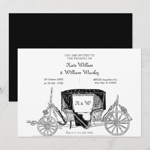 Classic old Carriage vintage wedding  Invitation