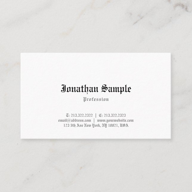 Classic Old English Text Template Nostalgic Retro Business Card (Front)