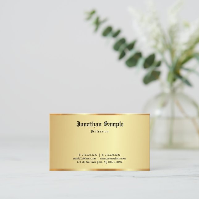 Classic Old Font Elegant Professional Gold Custom Business Card (Standing Front)