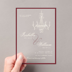 Classic Old Money Deep Red Retro Timeless Wedding Acrylic Invitations