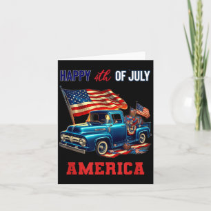 Classic Old Pickup Truck 4th of July Patriotic Card