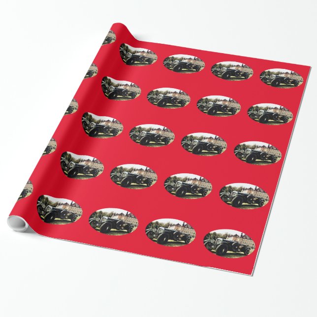 Classic Old Time Car Wrapping Paper (Unrolled)